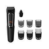 Philips MG3730/15 Recortadora 8 en 1 Maquina recortadora de barba y Cortapelos para hombre cara y cabeza, accesorios para nariz y orejas, 60 minutos de autonomía, Negro