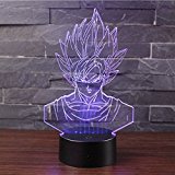 3D Lámpara de Escritorio Mesa 7 cambiar el color botón táctil de escritorio del USB LED lámpara de tabla ligera Decoración para el Hogar Decoración para Niños Mejor Regalo (Dragon Ball)