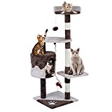 Homgrace Árbol para Gatos Juguete Rascador para Gatos para Que los Gatos para Relajarse, Jugar y Descansar Color Marrón (112 cm)