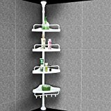 Deuba Estantería Telescópica de Baño Estante de Ducha Bañera Esquina Ajustable 90-305cm Sin Taladrar