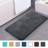 mayshine 50x80 cm Gris Oscuro Alfombrilla de Baño Antideslizante Alfombra Microfibra Lavable a Máquina