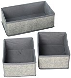 mDesign Cajas almacenaje juego de 3 – Cajas almacenaje ropa, toallas, sábanas – Ideales cajas organizadoras para un orden óptimo – Color: gris