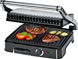 Clatronic KG 3487 Grill de Asar con Tapa Basculante, 2000 W, Acero Inoxidable