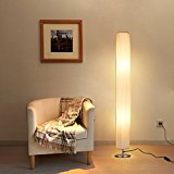 Albrillo Lámpara de Pie Moderna 120 cm - Lámpara de Tela Blanca con 2 Luces E27 de MAX. 60W, Interruptor de Pie y Base de Acero Inoxidable, Bombillas Excluidas, para Sala de Estar, Cilíndrica