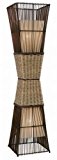 Nino 40050243 Bamboo - Lámpara de pie de bambú (altura 130 cm, 2 bombillas, con 2 pantallas de tela en el interior de la estructura de bambú), color marrón y beige