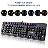 Teclado Mecánico Gaming 105 Teclas y Switches Blue, Teclado para Juego con Cable RGB Retroiluminado Mechanical Keyboard con Disposición Española ( Tiene ñ)