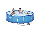 BESTWAY 56408 - Piscina Desmontable Tubular Steel Pro Max 305x76 cm Redonda con Depuradora Cartucho 1.249 L/H, Válvula de Drenaje y Fácil Instalación 4.678 litros