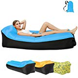 Tumbona Sofá Inflable Portátil con Almohada Integrada Súper Cómodo Sofá Silla Cama Hiser de Aire Para Piscina Viajes a la Playa Acampar Picnic Parque Jardín Fiestas en Interiores y al Aire Libre (Azul_Negro)