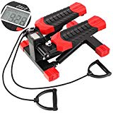 FEMOR Máquina de Step Máquina de Paso Piernas Hidráulicas para Entrenamiento Deporte Interior Fitness Mute Silencio con Cuerdas de Estiramiento Color Negro y Rojo