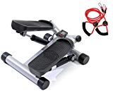 SportPlus Máquina de Step Lateral con Cintas de Entrenamiento y Ordenador Digital – Mini Stepper 40,5 x 37 x 36 cm Gimnasio en casa – Máx. Peso de Usuario 100 kg – Altura Ajustable