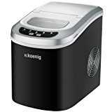 H.Koenig KB12 Máquina silenciosa para Hacer Hielo, 100 W, Capacidad 12 kg, Entre 6 y 13 Minutos, 2 Tamaños de Cubitos, Negro, Plástico, Acero Inoxidable