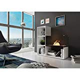 SelectionHome - Estanteria con chimenea, comedor o salon, Blanco satinado y Negro, Tetris