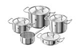 ZWILLING Batería de Cocina de 5 Piezas, 4 Tapas, Apto para Inducción, Acero Inoxidable, Twin ClassicC, Ø 16cm, Ø 20 cm, Ø 24 cm