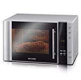 SEVERIN Microondas con grill y convección 3 en 1, horno microondas con 10 programas automáticos, microondas digital con plato giratorio y rejilla de grill, plateado/negro, MW 7825