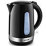 Aicok Hervidor Eléctrico, Hervidor Rápido, Ventana Indicadora Visible con Mango Táctil Fresco y Tapa Bisagra con Apertura Grande, Auto Apagado y Libre de BPA, 1.7L, 2200W, Negro