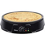 Tristar BP-2634 Crepera eléctrica, 2 placas desmontables, temperatura regulable, superficie antiadherente, 30 cm de diámetro, incluye espátula y esparcidor, 1200 W, Negro