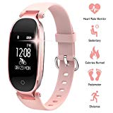 Pulsera Monitor de Actividad Pulsómetro y Podómetro para Mujeres Impermeable IP67, con Bluetooth Contador de Pasos y Monitor de Sueño para Smartphones con Android e iOS: iPhone, Samsung de WOWGO