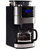 Ultratec Cafetera automática con molinillo y función de temporizador, cafetera automática, cafetera, incl. jarra de cristal y filtro permanente, acero inoxidable/negro