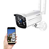 FREDI 720P WiFi Wireless IP Security Cámara Bala(resistente al agua) Monitor de Seguridad Cámara de seguridad inalámbrica/camara vigilancia exterior Admite tarjeta SD 128G(no incluye) Vision Nocturna