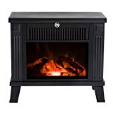 HOMCOM Chimenea Eléctrica Calefactor Tipo Estufa de Pie con Efecto de Leña Ardiendo 600W/1200W 34x17x31cm Metal Negro