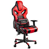 Diablo X-Fighter Gaming Silla De Oficina Reposabrazos Ajustables 3D Mecanismo De Inclinación Cojin Lumbar Cuero Sintético Perforado (Negro-Rojo)