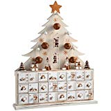 WeRChristmas – Árbol de Madera Calendario de adviento de Navidad, Natural, Beige, 40 cm