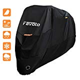 Favoto Funda para Moto Cubierta de la Motocicleta 210T Protectora Poliéster con Banda Reflectante a Prueba de UV Agua Lluvia Polvo Viento Nieve Excremento de Pájaro al Aire Libre XXXL 265cm Negro