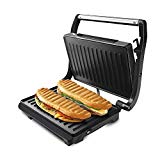 Taurus Grill & Toast - Sandwichera eléctrica con placas grill antiadherentes, 700 W, tapa basculante, gancho fijo de cierre, bandeja recoge grasas, color gris