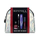 Rimmel London Basic Not So Basic Set de Maquillaje (incluye Máscara Scandaleyes Wow, Scandaleyes Khol Liner negro, Labial Stay Matte 810, esmalte de uñas Super Gel Kate 043)