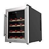 Cecotec Vinoteca Grand Sommelier 1200 CoolWood. 12 Botellas, Capacidad de 33L, Diseño Puerta de Cristal con Marco de Acero Inoxidable y estantes en Madera, Panel táctil y Pantalla LED