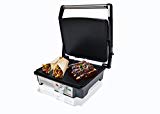 Dalkyo SOGO MB-30 Panini Grill, Parrilla Eléctrica de 2000W, Superficie de 28x22,5cm, Con Placas Antiadherente y 180º abierto, Acero Inoxidable, Plancha Limpieza Fácil Color: Plata