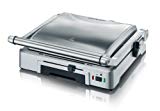 SEVERIN Parrilla grill de contacto para carne y sándwiches, sandwichera grill antiadherente para asar sin grasa, plancha grill de 1800 W, acero inoxidable y plateado, KG 2392