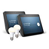 2 Echo Show (2.ª generación) – Sonido de alta calidad y sensacional pantalla HD de 10 pulgadas, negro + 2 Bombillas Philips Hue White LED E27