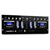 resident dj DJ405USB mesa de mezclas de 4 canales (dos interfaces Bluetooth, USB, SD, AUX, grabadora, mezclador DJ, multi-conexión, control retroiluminado, ecualizador 2 bandas, apto rack) - negro