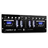 resident dj DJ405USB mesa de mezclas de 4 canales (dos interfaces Bluetooth, USB, SD, AUX, grabadora, mezclador DJ, multi-conexión, control retroiluminado, ecualizador 2 bandas, apto rack) - negro