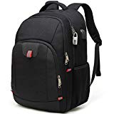 Mochila Antirrobo Impermeable, Mochila Portátil Hombre 17.3 Pulgadas Puerto USB Impermeable Trabajo Ordenador Viaje Negocio Multifuncional Daypacks Negro