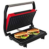 OZAVO Sandwichera Grill Panini & Toast, Parrilla eléctrica, Potencia de 750 W, Placas de Grill Antiadherentes, Asa de Toque Frío, Libre de BPA, Color Rojo