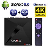 Android 9.0 TV Box, Android Box 4 GB RAM 32 GB ROM, ATETION MAX RK3328 Quad Core 64 bit Smart TV Box, Wi-Fi-Dual 2.4G, BT 4.1, Box TV UHD 4K TV, USB 3.0