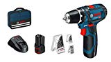 Bosch Professional 12V System GSR 12V-15 - Atornillador a batería (30 Nm, set 39 accesorios, 2 baterías x 2.0 Ah, en maletín de lona) - Amazon Exclusive