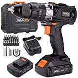 Taladro Atornillador 18 V, TACKLIFE Taladro Percutor,Max 60 Nm, 2x 2.0Ah Baterías Litio 18V, 13 mm Portabrocas Automatico,1H Carga Rápida - PCD04B