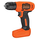 BLACK+DECKER BDCD8-QW - Taladro atornillador sin cable 7.2V con batería de litio, 400 rpm, 2 mandriles manuales de 10 mm, Sin estuche