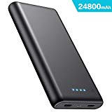 iPosible Batería Externa, Power Bank [24800mAh] Ultra Alta Capacidad Cargador Portátil Móvil con 2 Puertos Salidas USB Alta Velocidad y 4 LED para iPhone 12 13 11 X Pro MAX Samsung Huawei etc.