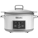 Crock-Pot Duraceramic | Olla de cocción lenta digital | Recipiente Compatible con Fuego e inducción | 5 L | Acero Inoxidable, Blanco [CSC026X]