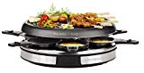 Tefal Gourmet Déco 6 Inox & Design RE127812 - Raclette con thermospot, revestimiento antiadherente, 6 palas individuales, 850 W, acero inoxidable, cromo