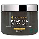 PraNaturals 550g Mascarilla Facial y Corporal 100% Natural y Orgánica con Barro del Mar Muerto, Rica en Minerales Nutritivos, Hidrata y Desintoxica la Piel, Exfolia Células Muertas de la Piel