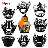 HOWAF 9 Estilo Cupcake Wrappers Decoración Halloween, Halloween Cupcake Cases Moldes Papel para Halloween Fiesta Tarta Reposteria Fondant Caramelos Cajas Decoraciones (36pcs)