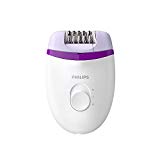 Philips BRE225/00 - Philips Depiladora Satinelle Essential BRE225/00 - Depiladora mujer para piernas con cable compacta, 2 ajustes de velocidad, blanco/morado