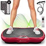 Sportstech Plataforma vibratoria VP200 Bluetooth, innovadora tecnología de oscilación para Uso doméstico+póster de Entrenamiento+Cuerdas de Resistencia+Control Remoto+Altavoz Integrado (Rojo)