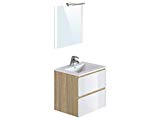 Marca Amazon - Movian Argenton - Mueble de baño con espejo y lavabo, 61 x 46,5 x 57 cm, marrón