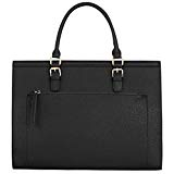 CRAZYCHIC - Bolso de Mano Grande Mujer - Maletín Trabajo Portadocumentos Cuero Piel PU Señora - Larga Tote Shopper Negocios - Bolso de Hombro Bandolera Gran Capacidad Escuela Oficina - Negro